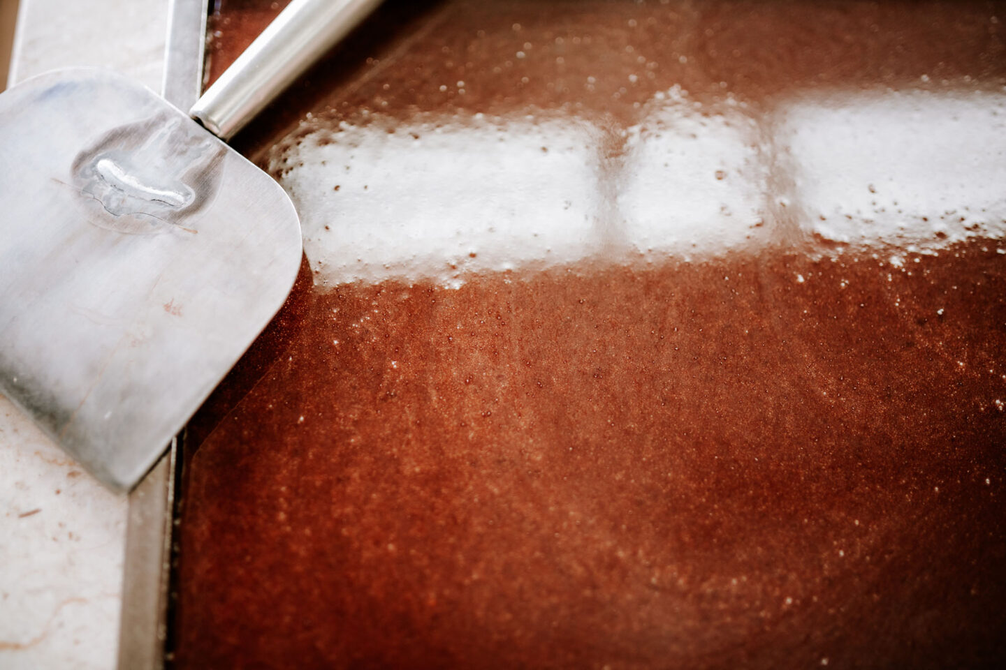 Fudge being made at Ryba's Fudge Shop - fudge cooling in frame