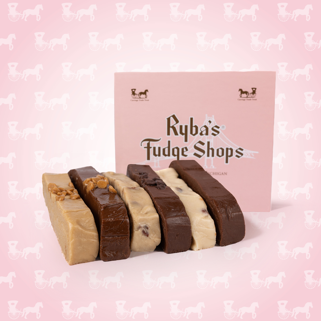 Six slices of Ryba's Mackinac Island Fudge